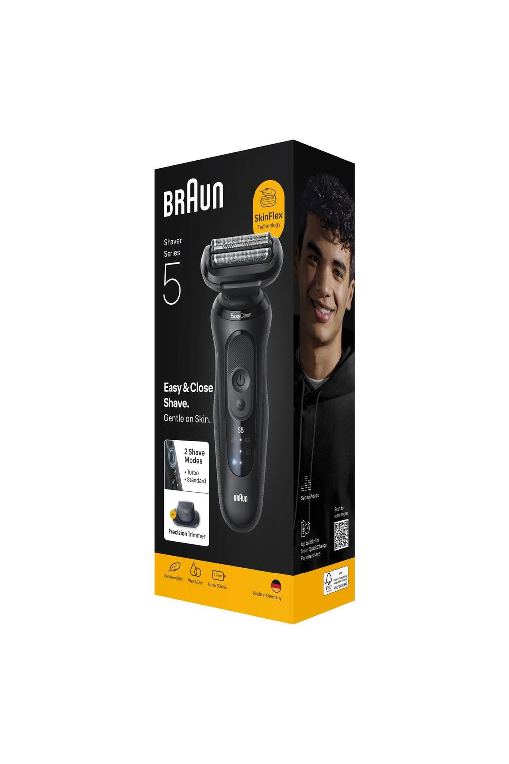 Series 5 Elektrorasierer, Bis zu 50 Minuten, Präzisionstrimmer Aufsatz, 52-N1200S, Schwarz