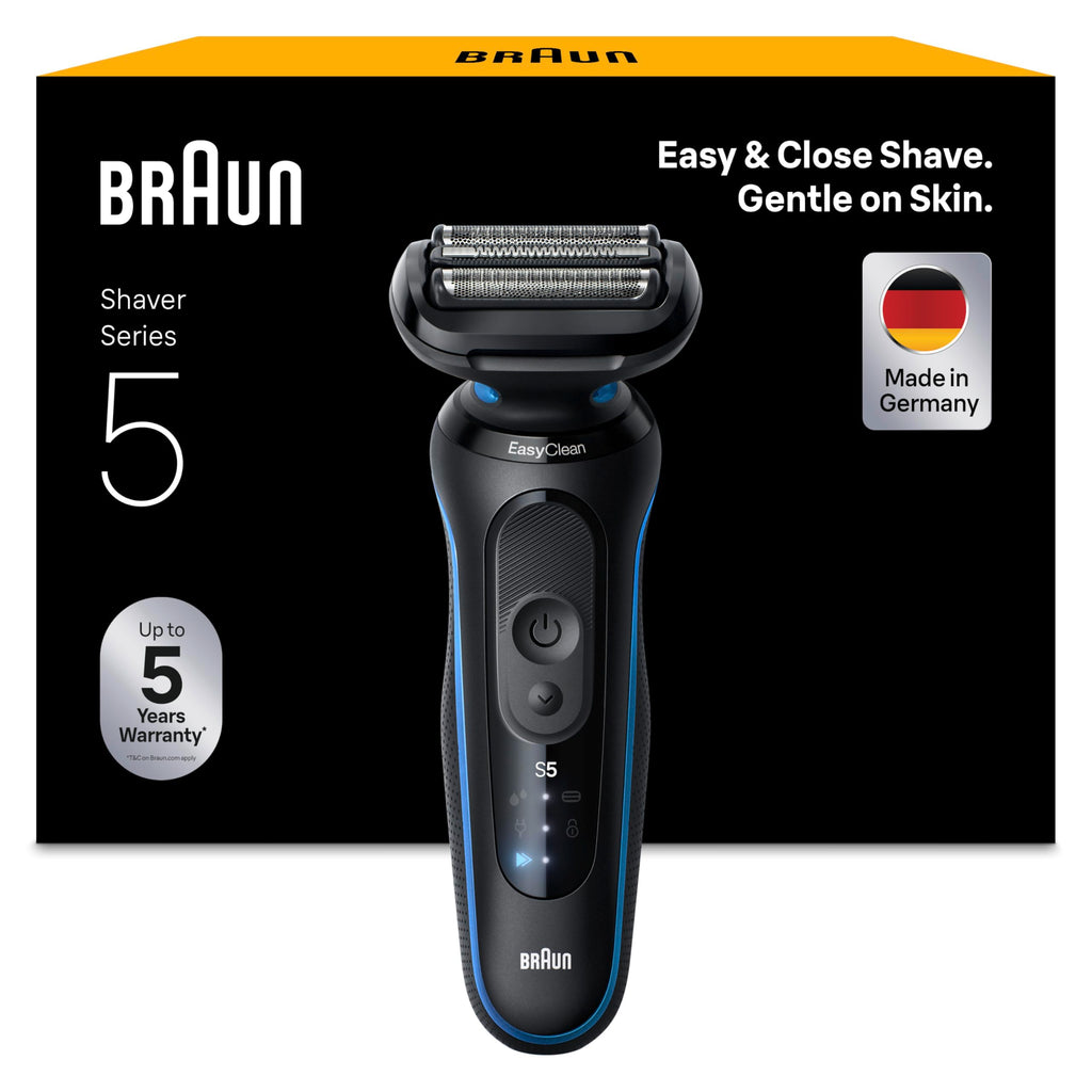 Series 5 Elektrorasierer Herren, Rasierapparat mit 50 Min. Akkulaufzeit, 52-B1000s, Blau