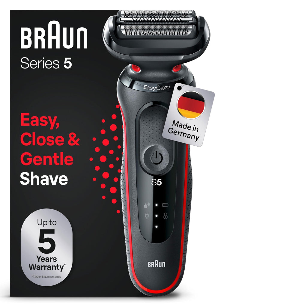 Series 5 Rasierer Herren Elektrisch, Elektrorasierer mit 50 Min. Akku, EasyClean, 51-R1000s, Rot