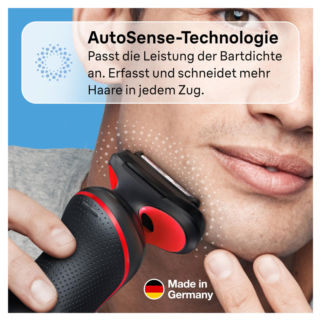 Series 5 Rasierer Herren Elektrisch, Elektrorasierer mit 50 Min. Akku, EasyClean, 51-R1000s, Rot