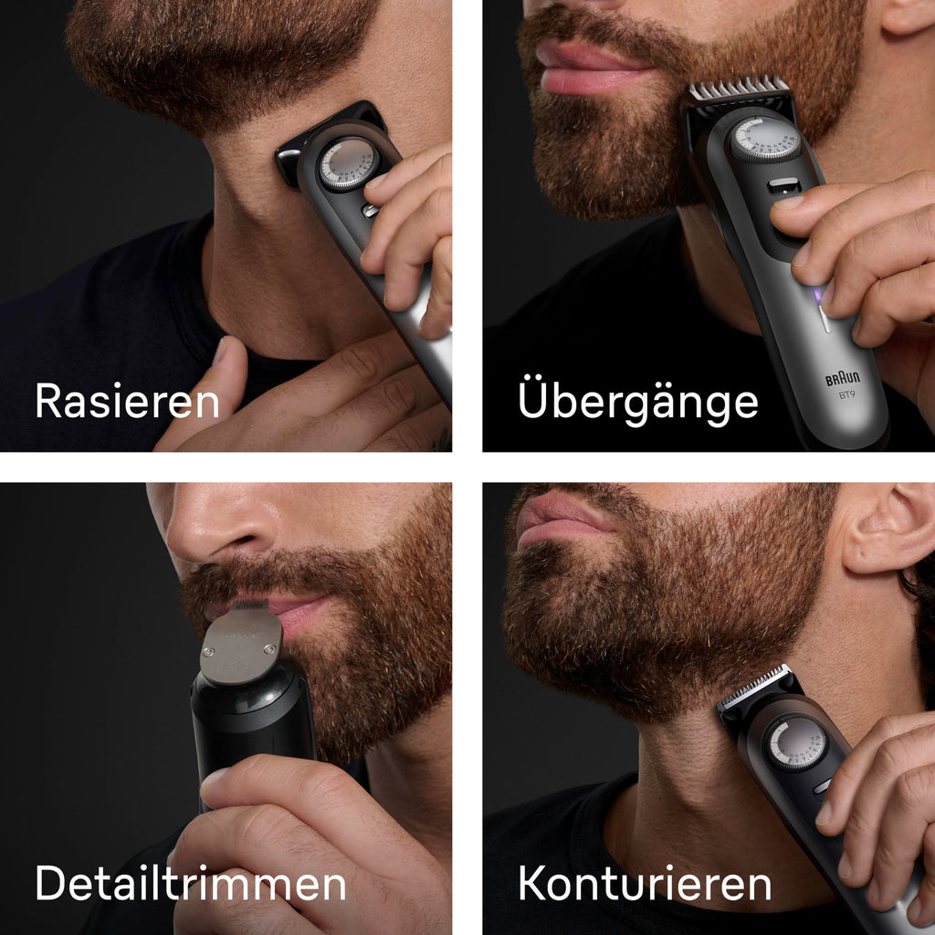 Barttrimmer Series 9, Elektrischer Bartschneider Herren mit 7 Barber-Tools, BT9520, Chrom