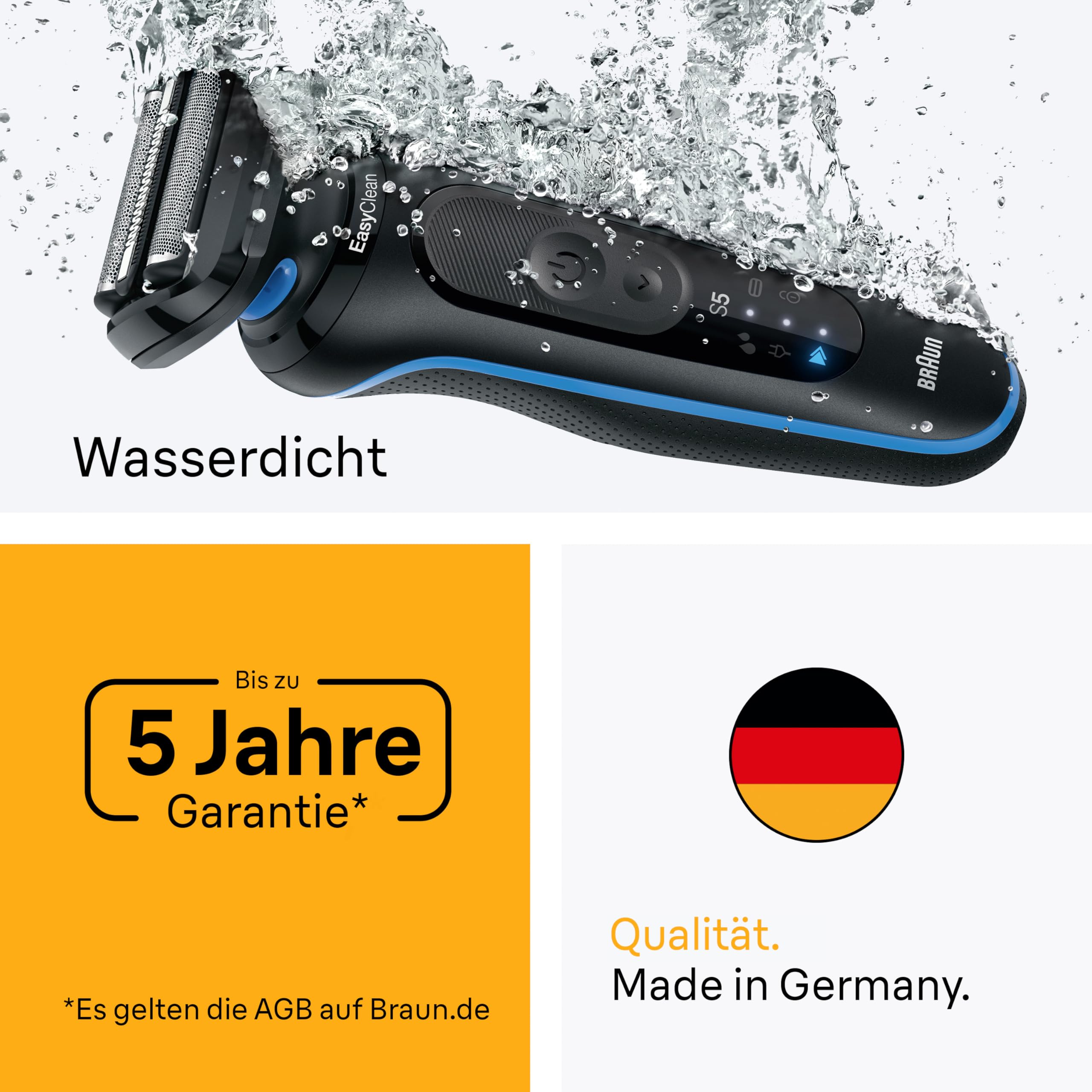 Series 5 Elektrorasierer Herren, Rasierapparat mit 50 Min. Akkulaufzeit, A1820si, Azurblau