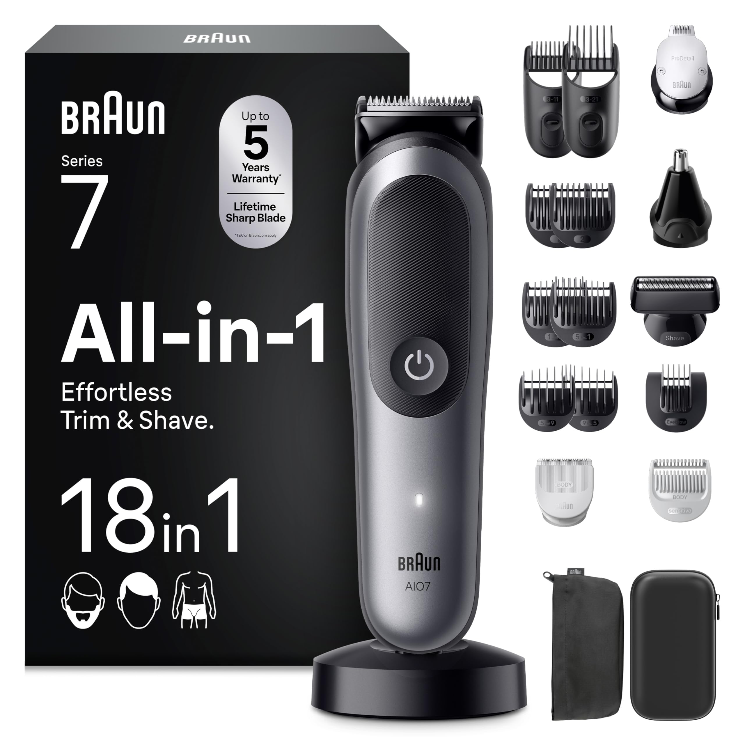 All-in-One Series 7, 18-in-1 Multigroom, Barttrimmer, Nasenhaartrimmer, AIO7585, Grau