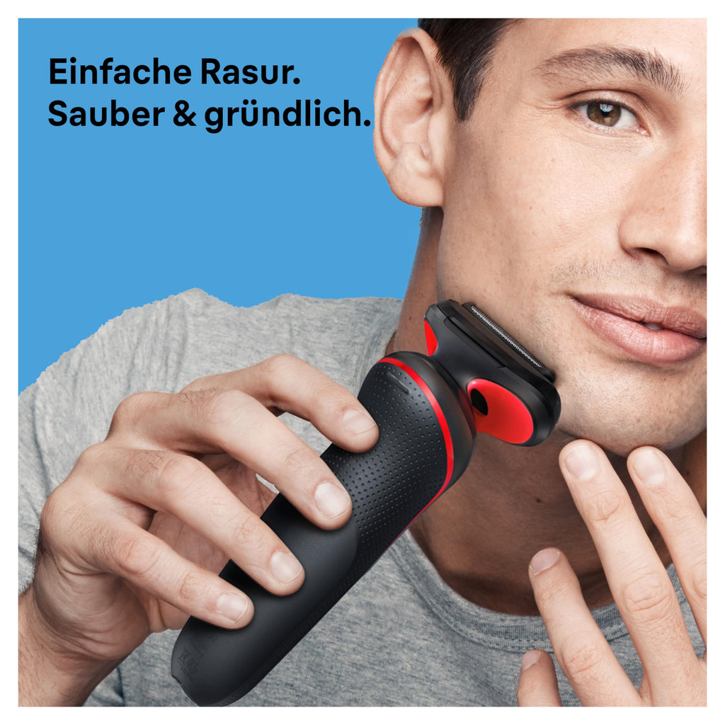 Series 5 Rasierer Herren Elektrisch, Elektrorasierer mit 50 Min. Akku, EasyClean, 51-R1000s, Rot