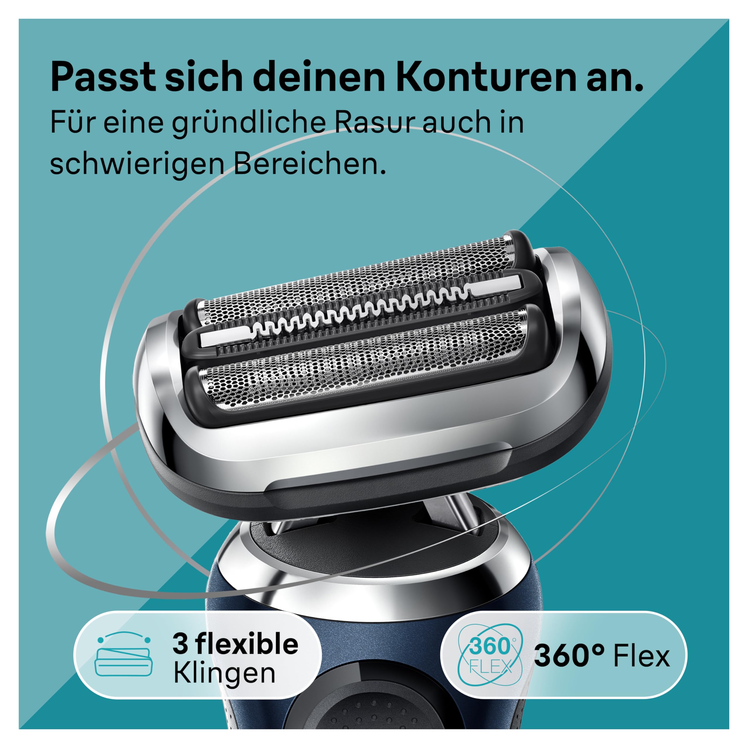 Series 7 Elektrorasierer 360° Flex mit EasyClick Präzisionstrimmer, 71-B1200s, blau