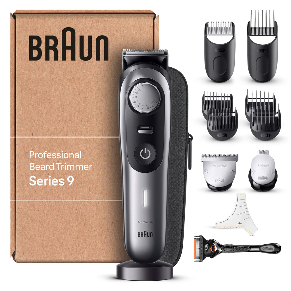 Barttrimmer Series 9, Elektrischer Bartschneider Herren mit 11 Barber-Tools, BT9440, Chrom