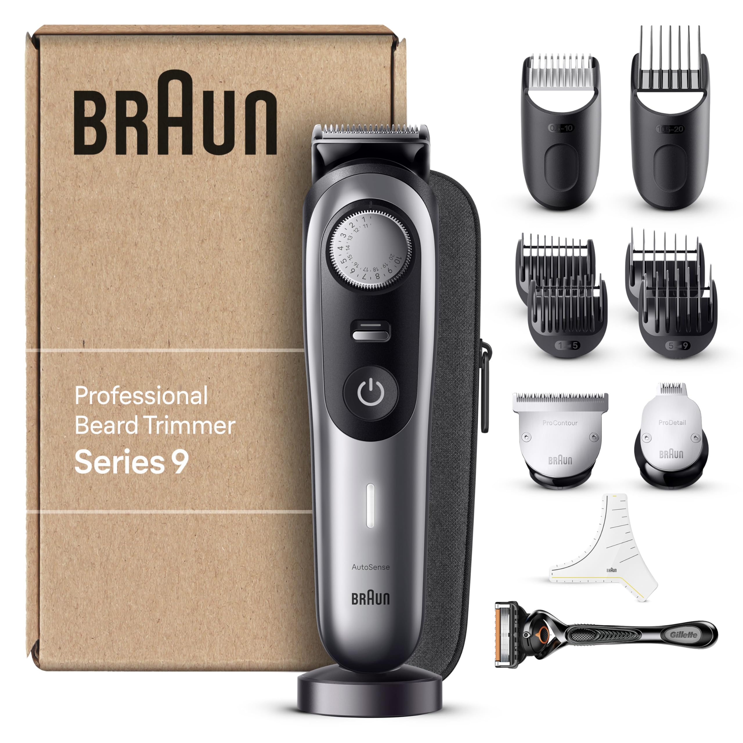Barttrimmer Series 9, Elektrischer Bartschneider Herren mit 11 Barber-Tools, BT9440, Chrom