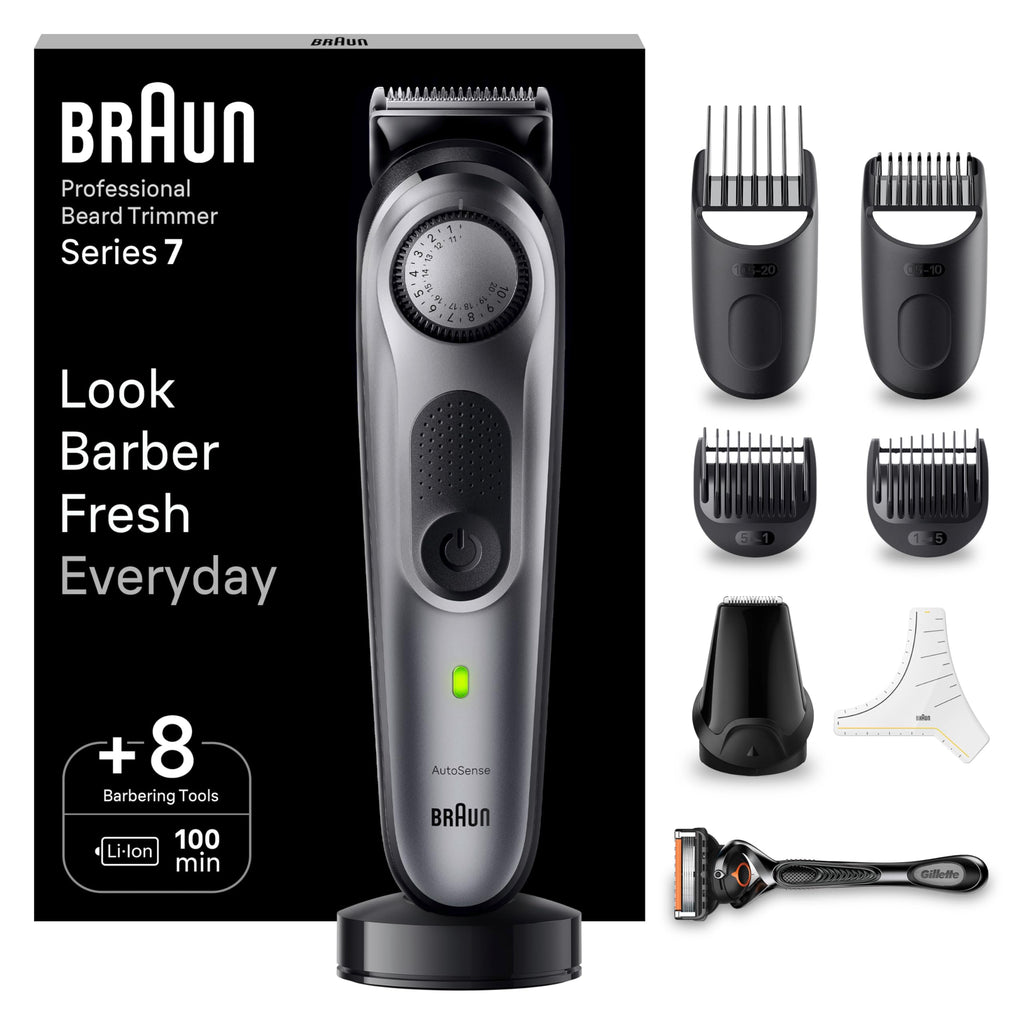 Barttrimmer Herren Series 7, Bartschneider Herren mit 8 Zubehörteilen, BT7420, Grau