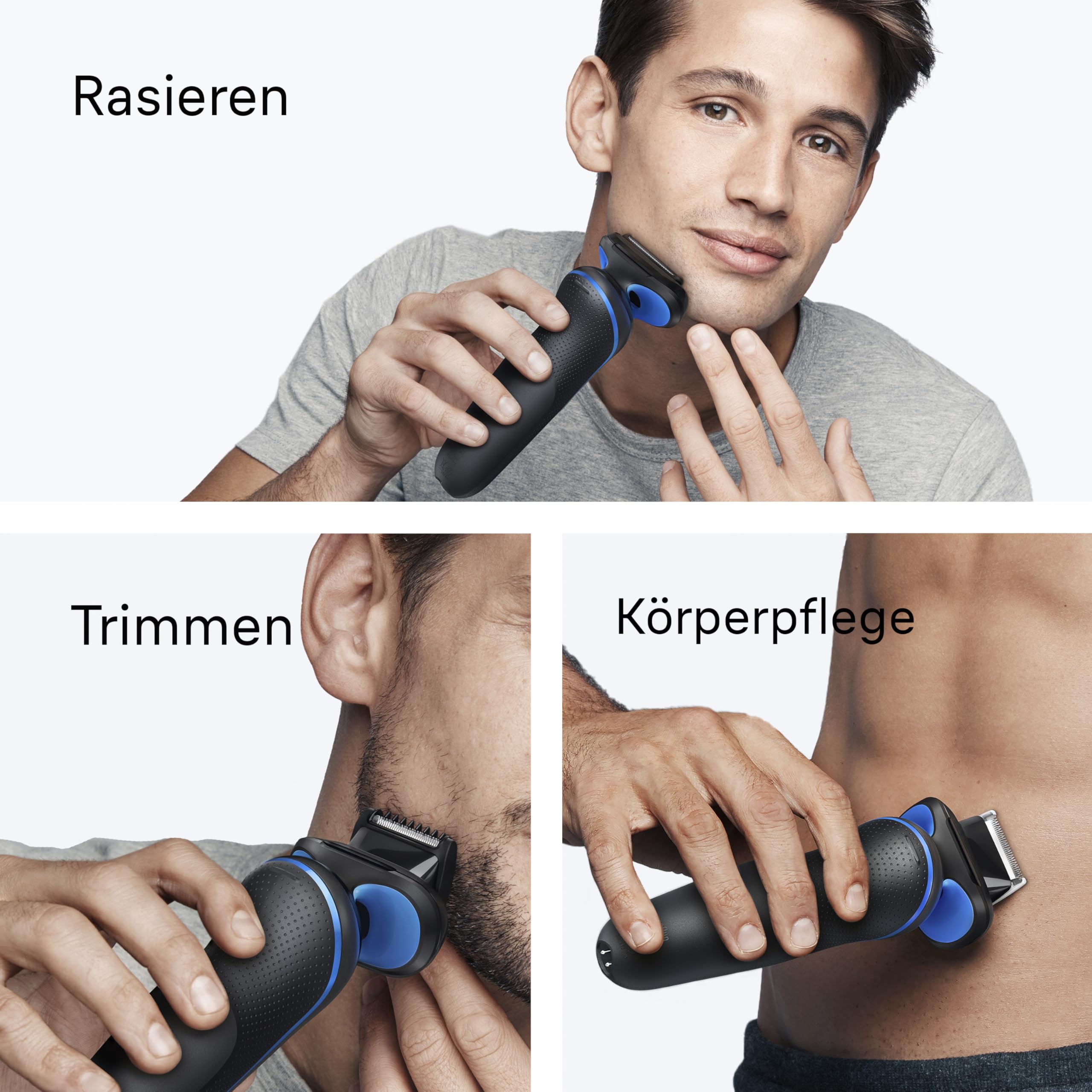 Series 5 Elektrorasierer Herren, Rasierapparat mit 50 Min. Akkulaufzeit, +2 Aufsätze, 52-B1650s, Blau